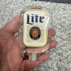 Vintage Miller Lite Acrylic "a fine Pilsner beer " tap handle man cave bar clear